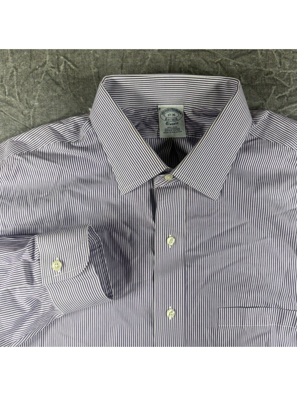 Eton Men's Dress Shirt Striped Purple Button-Up Size 17-36